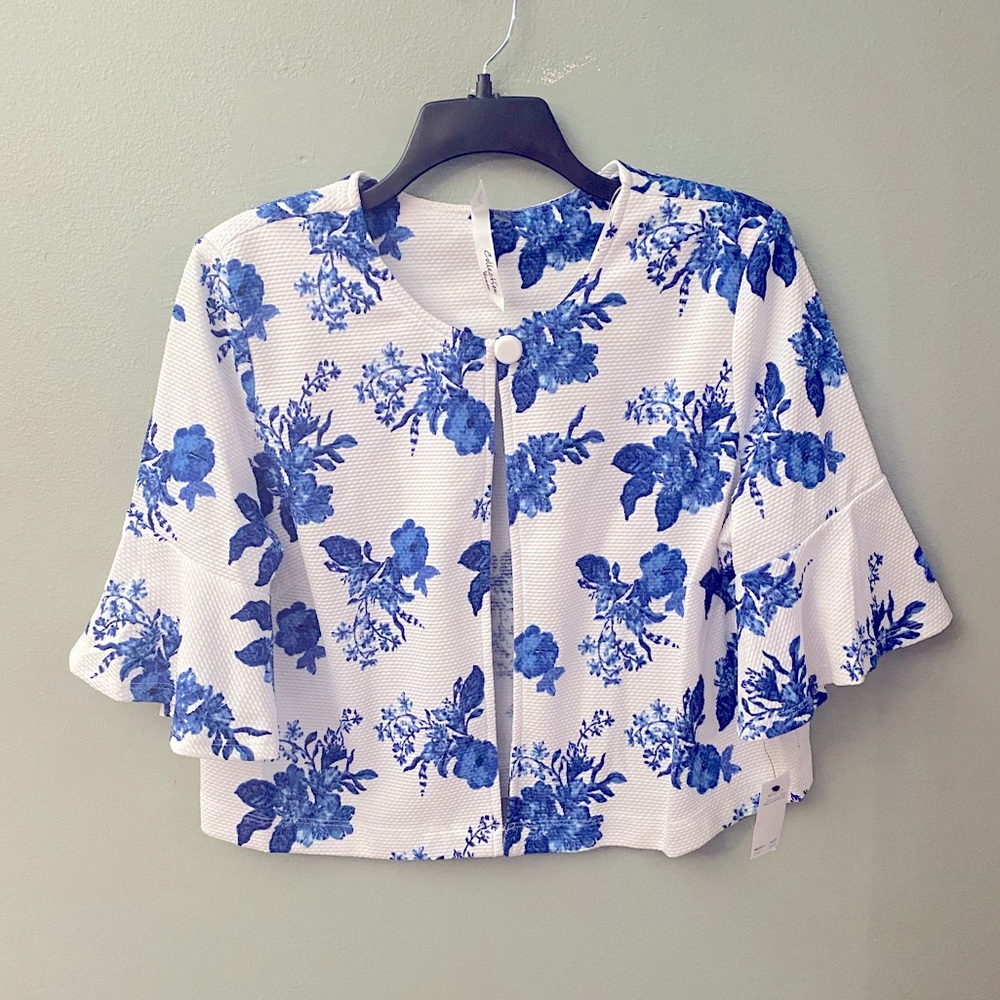 Floral Single Button Poncho Cardigan